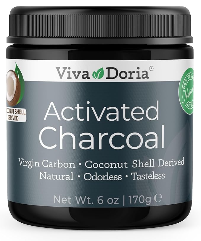 Viva Doria Virgin Activated Charcoal Powder, Coconut Shell Derived, Food Grade, 6 Oz