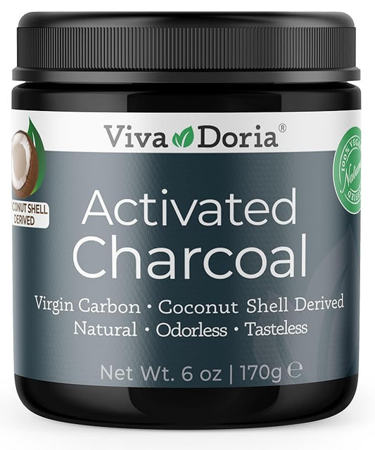 Viva Doria Virgin Activated Charcoal Powder, Coconut Shell Derived, Food Grade, 6 Oz