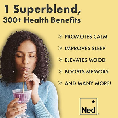 Mellö Magnesium Supplement Superblend Powder - Magnesium Glycinate with L-Theanine, GABA, and 70 Trace Minerals - Supports Sleep, Relaxation, Balanced Energy - Lemon Flavor, 30 Servings