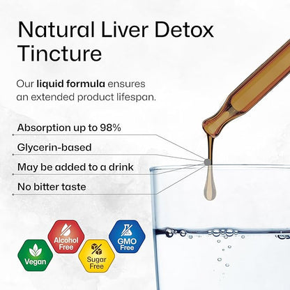 BIO KRAUTER Liver Detox Liquid - Liver Cleanse Detox Liquid Drops - Milk Thistle, Chanca Piedra, Turmeric, Dandelion, Artichoke - Vegan Drops 4 Fl. Oz.