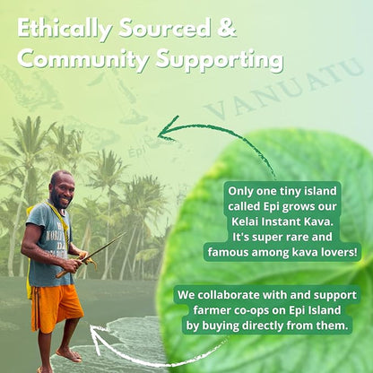 Instant Kava Tea Powder Kelai - Volcano Island’s Secret - 12+ Servings - Noble Kava Juice from Epi Island Vanuatu - Stress Release & Mood Support - Non-Habit Forming - Easy Mix 30:1 Concentrate