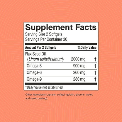 Nature's Sunshine Flax Seed Oil, 60 Softgels | Excellent Source of Heart-Healthy Fatty Acids, Contains Lignans which Help Boost Immunity and Support Breast and Prostate Health