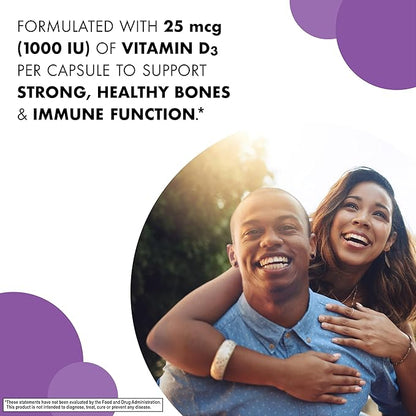 Bluebonnet Vitamin D3 1000 IU 25 mcg - Strong Bones & Immune Support Supplement for Women & Men* Soy-Free, Gluten-Free, Non-GMO, Vegetarian - Highly Absorbable Vitamin D - 180 Veggie Capsules
