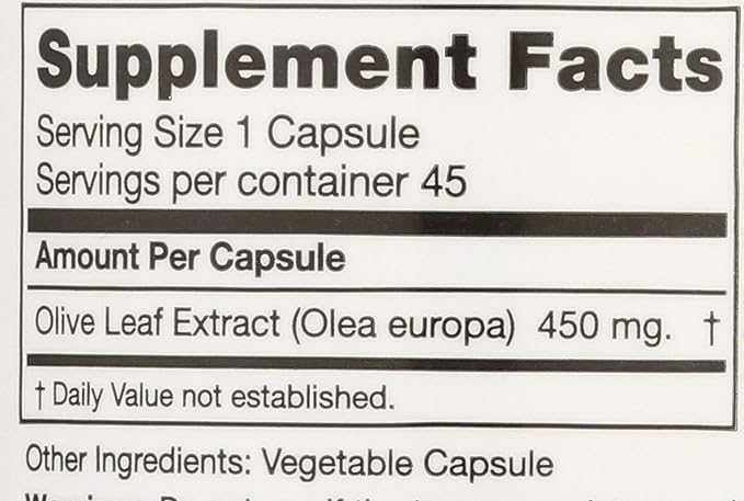 Seagate Products Olive Leaf Extract 450mg 45 Capsules