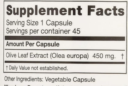 Seagate Products Olive Leaf Extract 450mg 45 Capsules