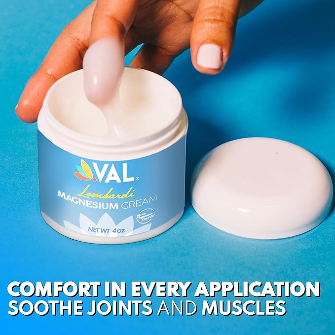 VAL Lombardi Magnesium Lotion | Nighttime Zechstein Magnesium Chloride Cream | Hydrating & Fast-Absorbing | Topical Magnesium for Feet, Legs, Arms & Chest | USA Made | 4oz