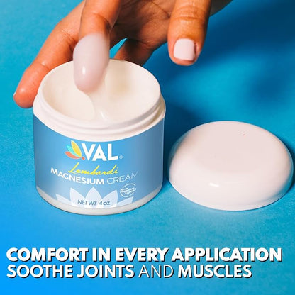 VAL Lombardi Magnesium Lotion | Nighttime Zechstein Magnesium Chloride Cream | Hydrating & Fast-Absorbing | Topical Magnesium for Feet, Legs, Arms & Chest | USA Made | 4oz