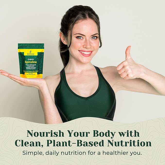 Organic Spirulina | BioDynamic Cracked Cell Wall, Chlorophyll-Rich, Vitamins, Minerals | Vegan Tablets (200 mg) ((1000)
