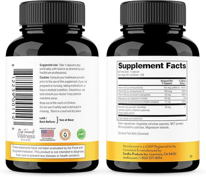 Vitamin D3 K2 5000 IU 120 Capsules (Pack of 2)| with Zinc, Magnesium & Quercetin | 5000IU of D3, 120mcg K2 | Superior Absorption, Supports Natural Energy, Immune, Bone & Muscle Health for Men & Women