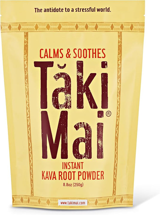Taki Mai Instant Kava Kava Powder 250g – Premium Kava Root Powder with High Kavalactone Content – Natural Relaxation Aid for Calmness, Stress Relief, and Sleep Support – Easy-to-Mix
