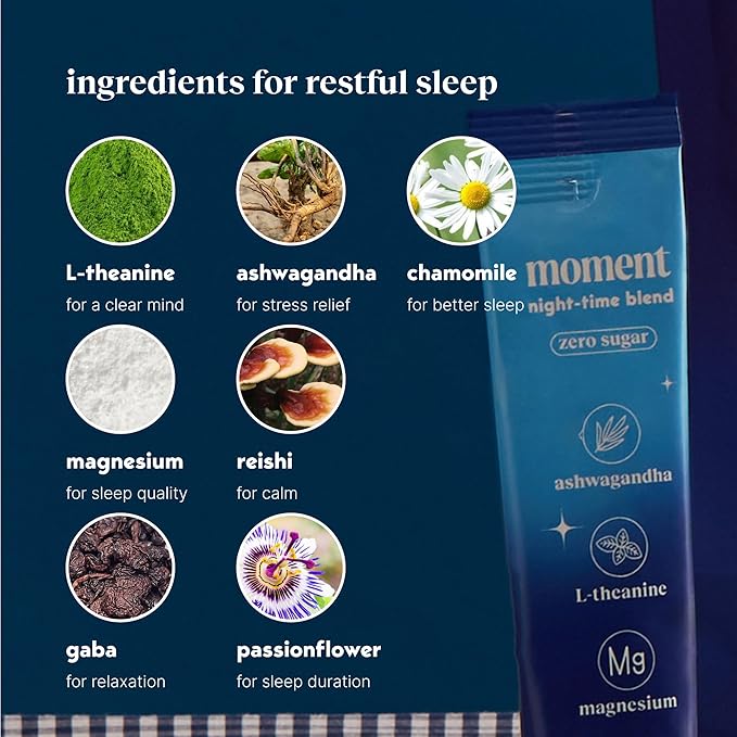 Moment Sleep Powder (Shark Tank) | Hot Chocolate | Melatonin Alternative | 0 Sugar | Low Calorie | Mushroom Drink | Adaptogens, Reishi, GABA, Magnesium, Chamomile | Keto | Dairy Free | 15 Servings