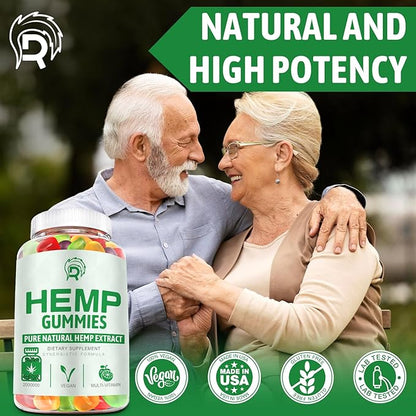 Hemp Gummies - Extra Strength High Potency Hemp Oil Gummies for Pain, Sleep, Anxiety - 100% Natural Organic Bear Candy Hemp Supplement Gummy for Adults(3 Pack)