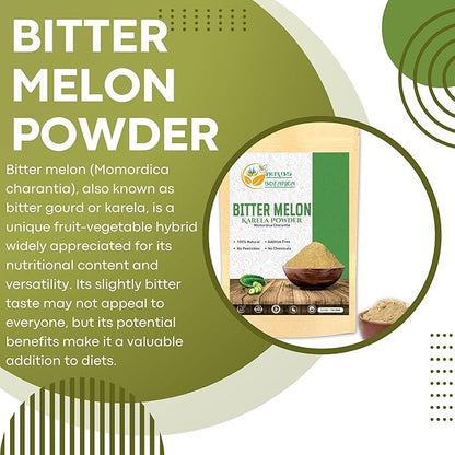 Bitter Melon Powder (Karela, Momordica Charantia), 100% Natural, Non-GMO, Gluten-Free, Supports Healthy Lifestyle & Wellness, 5.3 oz / 150 gm