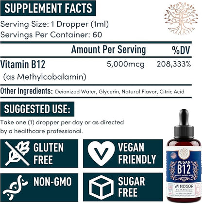WINDSOR BOTANICALS Vegan Vitamin B12 and Male Fertility Supplement with Maca Root - Energy and Fertility Bundle