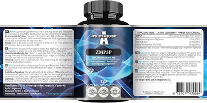 APOLLO'S HEGEMONY ZMP5P 375 mg per Portion - Magnesium, Zinc, Vitamin B6 in Chelated Form - 120 Vegan Capsules - 40 Day Supply - for Enhanced Health and Wellness