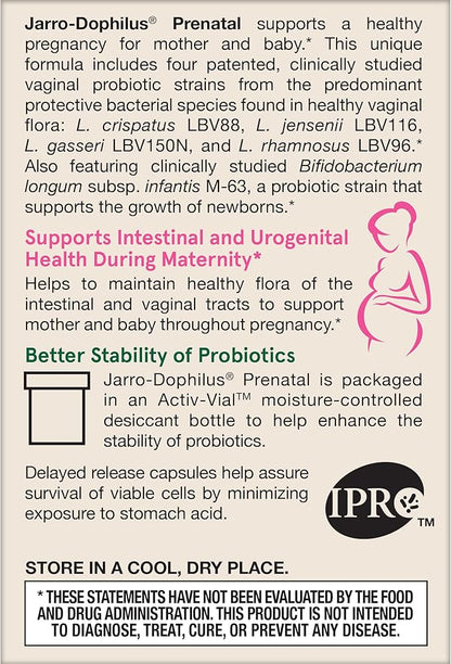 Jarrow Formulas® Jarro-Dophilus® Prenatal Probiotics For Women, 6 Billion CFU, Supports a Healthy Pregnancy, 30 Veggie Capsules, 30 Day Supply