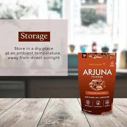 7.05 Ounce Arjuna Powder, Terminalia Arjuna Bark Supplement for Wellness, Polvo de corteza de Arjuna, No Preservatives, Vegan and GMP Certified- 3.52 Ounce (100g Pack of 2)