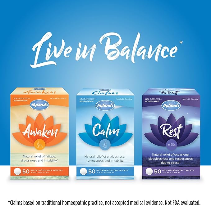 Hyland's Calm Tablets, Stress Relief Supplement, Natural Relief Of Anxiousness, Nervousness, And Irritability, 50 Count (Pack of 1, 50 Count Total)
