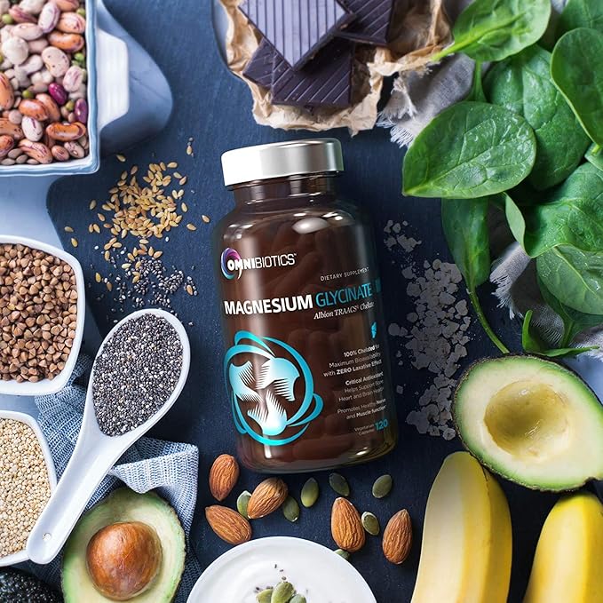 Magnesium Glycinate Supplement with Superior Absorption - Magnesium Supplement with 100% Pure Albion TRAACS Bisglycinate Chelate for Sleep, Heart Health, Nerves, & Muscles - Non-GMO 120 Vegan Capsules