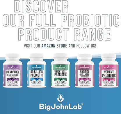 BIGJOHNLAB® - Women’s Vaginal Probiotics – PH Balance, Odor Control, Yeast, Microbiome & Feminine Health – 6B CFU, Licorice Root – Clinically Tested for Freshness & Balance – 30 CT