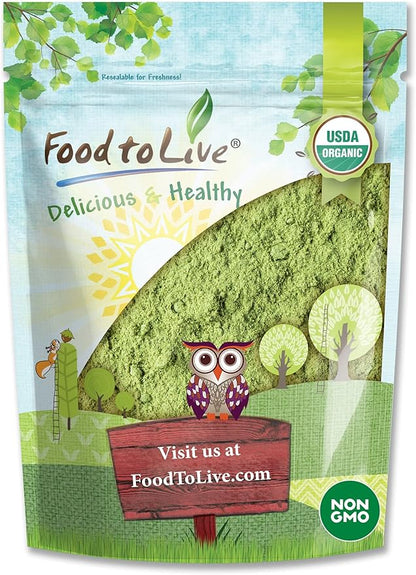 Food to Live Organic SuperGrass Powder Blend, 6 Ounces – Mixed Alfalfa, Barley Grass, and Wheatgrass Powders. Non-GMO, Pure Superfood, Vegan, Kosher, Mixes Well. Perfect for Smoothies and Shakes