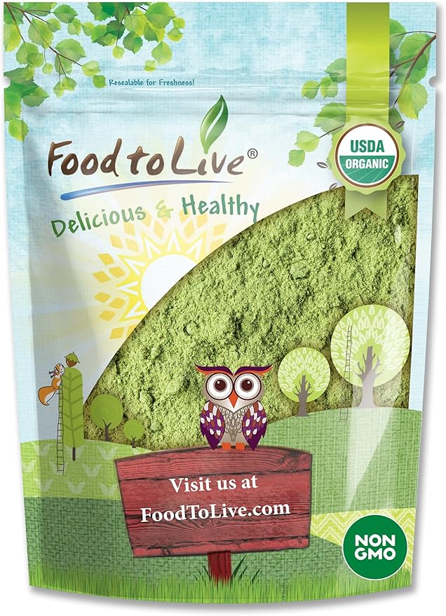 Food to Live Organic SuperGrass Powder Blend – Mixed Alfalfa, Barley Grass, and Wheatgrass Powders. Non-GMO, Pure Superfood, Vegan, Kosher, Bulk. Mixes Well. Perfect for Smoothies, and Shakes