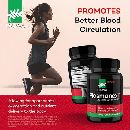 Daiwa Plasmanex 1 - Blood and Vein Circulation Supplements – Balance Circulation, Encourage Healthy Legs and Veins - 60 Vegan Capsules
