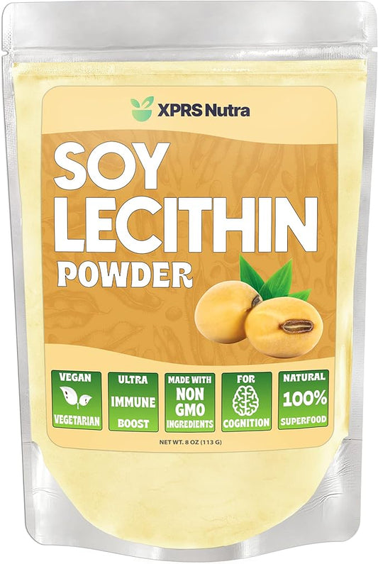 XPRS Nutra Soy Lecithin Powder Food Grade Fat Emulsifier - Suitable for Cooking, Baking and More - Vegan Friendly Soy Lecithin Powder Cooking Aid (8 Ounce)