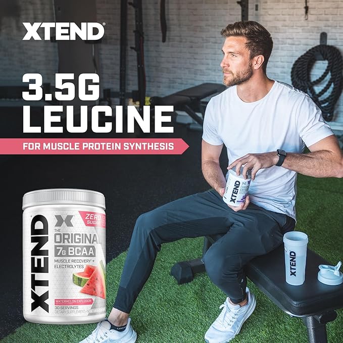 XTEND Original BCAA Powder 7g BCAA and 2.5g L-Glutamine, Sugar Free Post Workout Muscle Recovery Drink with Amino Acids for Men & Women, 30 Servings
