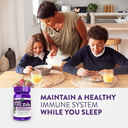 ZzzQuil Pure Zzzs Sleep + Immune Support Melatonin Sleep Aid Gummies with Elderberry, Zinc, Chamomile, Lavender, & Valerian Root, 1mg per Gummy, 60 ct
