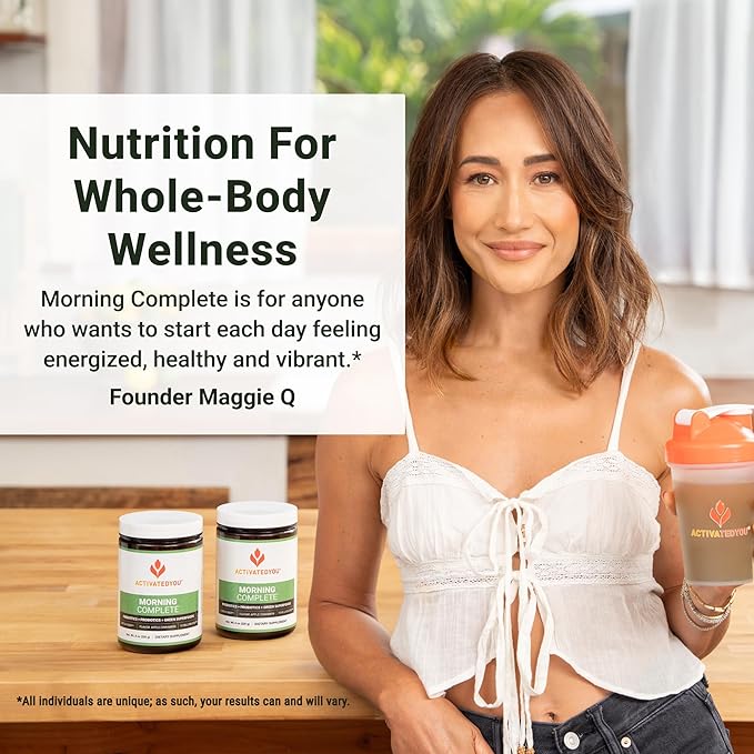 ACTIVATEDYOU Morning Complete Daily Wellness Greens Superfood Drink Mix for Gut Health w/Prebiotics, Probiotics, Antioxidants, Green Superfoods, 10 Billion CFUs, 30 Servings (Apple Cinnamon)