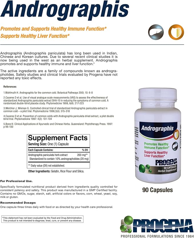 PROGENA - Andrographis Immune Support - 200mg (90 Capsules)