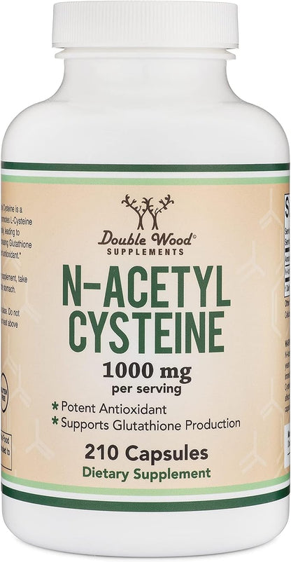 NAC Supplement N-Acetyl Cysteine (1,000mg Per Serving 500mg Per Cap, 210 Capsules) (Third Party Tested) with Odor Masking Technology to Boost Glutathione Levels by Double Wood