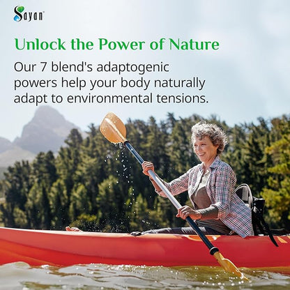 Sayan 7 Mushroom Extract 90 Capsules/440mg ea – Immune Support & Energy – Organic Chaga, Reishi, Lion's Mane, Maitake, Shiitake, Turkey Tail Adaptogen Blend – Vegan, Non-GMO, No Fillers or Additives