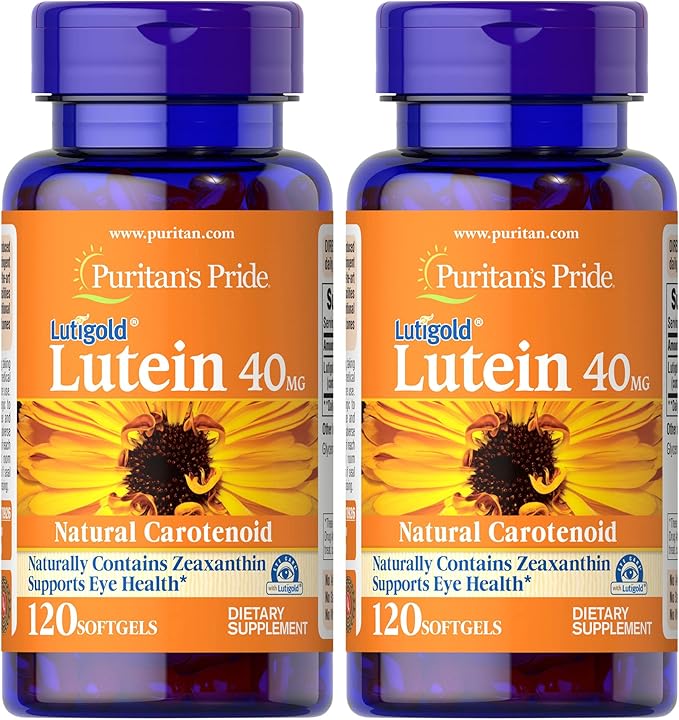 Puritan's Pride Premium Lutigold Lutein Carotenoid 40mg with Zeaxanthin for Men and Women, Dietary Supplement for Eye Health Support, 8 Month Supply, 120 Easy-to-Swallow Softgels, 2 Pack