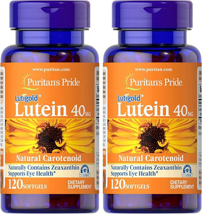Puritan's Pride Premium Lutigold Lutein Carotenoid 40mg with Zeaxanthin for Men and Women, Dietary Supplement for Eye Health Support, 8 Month Supply, 120 Easy-to-Swallow Softgels, 2 Pack