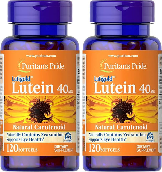 Puritan's Pride Premium Lutigold Lutein Carotenoid 40mg with Zeaxanthin for Men and Women, Dietary Supplement for Eye Health Support, 8 Month Supply, 120 Easy-to-Swallow Softgels, 2 Pack