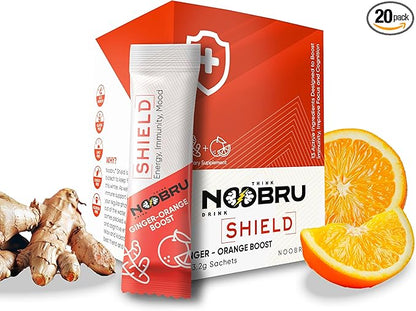 Noobru Shield with Vitamin C Powder and Ginger - Immune System Booster for Perfect Health Condition - Vitamins Blend for Your Body - Nootropic Food Supplements for Sharp Concentration and Quick Mind