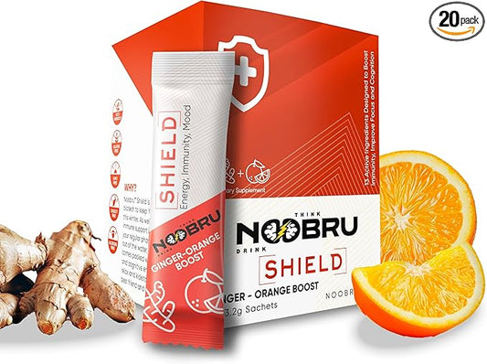 Noobru Shield with Vitamin C Powder and Ginger - Immune System Booster for Perfect Health Condition - Vitamins Blend for Your Body - Nootropic Food Supplements for Sharp Concentration and Quick Mind