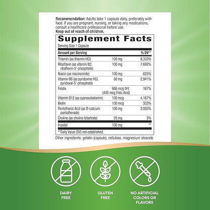 Nature's Way B-100 Complex, Supports Cellular Energy and Nerve- Health*, 8 B-Vitamins, 60 Capsules (Packaging May Vary)