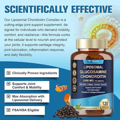 Glucosamine Chondroitin MSM Collagen, 3000MG HSA FSA Eligible Items Only List - Joint Supplements for Men & Woman, Hsa Store Eligible Items Anti-Inflammation Supplement, 120 Capsules Made in USA