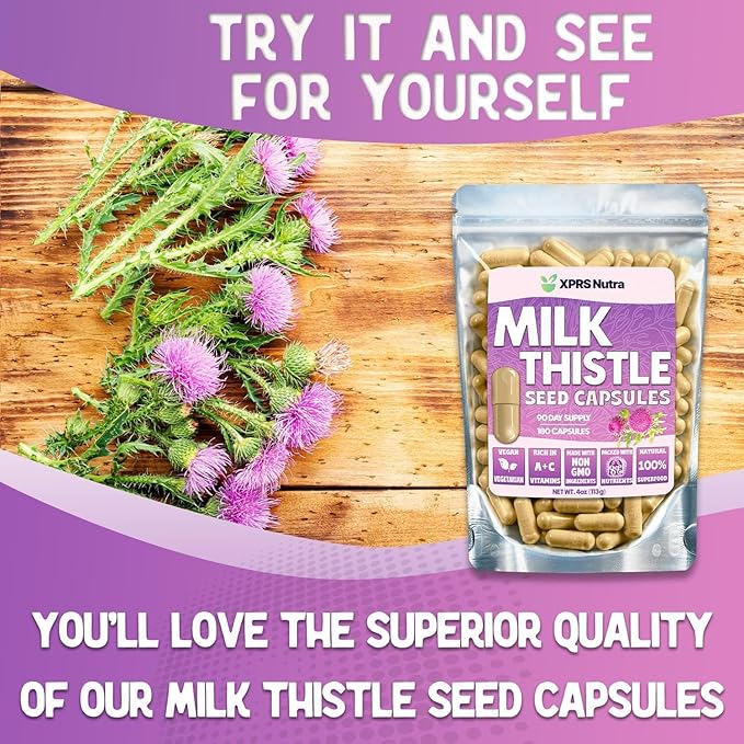 Milk Thistle Seed Capsules - 180 Count (3 Month Supply) Premium Milk Thistle Supplement Rich in Silymarin to Support the Liver and Digestion - Pure, Non-GMO Cardo Mariano Milk Thistle Pills