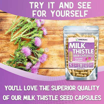Milk Thistle Seed Capsules - 180 Count (3 Month Supply) Premium Milk Thistle Supplement Rich in Silymarin to Support the Liver and Digestion - Pure, Non-GMO Cardo Mariano Milk Thistle Pills