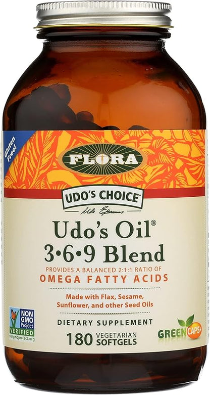 Flora - Udo's Choice, Omega 369 Oil Blend, Vegetarian Capsules, 180 Count,61582