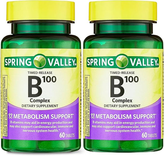 SCHMIDT EMPIRE B-100 Complex High Potency, Time Release Tablets – Metabolism & Nervous System Support, 60 Tablets, 60-Day Supply, Gluten-Free (Pack of 2)