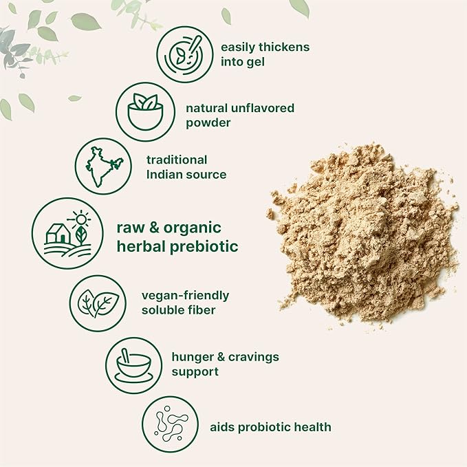 Organic Psyllium Husk Powder, 2 Pounds (32Oz) - Unflavored - Soluble Fiber Supplement for Baking, Smoothie and Beverage, India Origin, Keto Diet, Gluten Free, No GMOs, and Vegan Friendly
