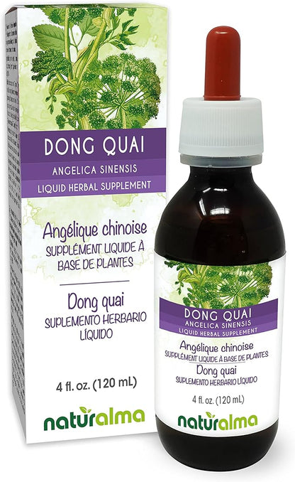 Naturalma Dong quai or Female Ginseng (Angelica sinensis) Root Alcohol-Free Tincture - 4 fl oz Liquid Extract in Drops - Herbal Supplement - Vegan
