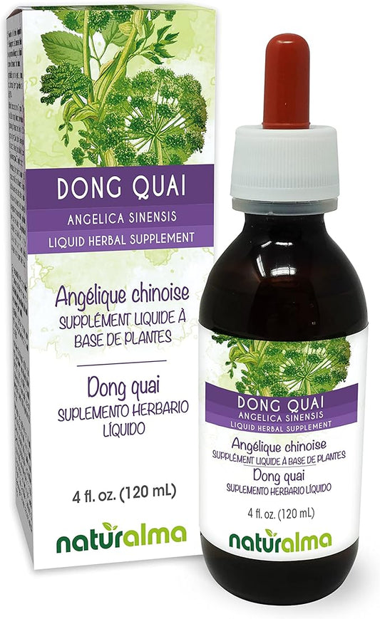 Naturalma Dong quai or Female Ginseng (Angelica sinensis) Root Alcohol-Free Tincture - 4 fl oz Liquid Extract in Drops - Herbal Supplement - Vegan