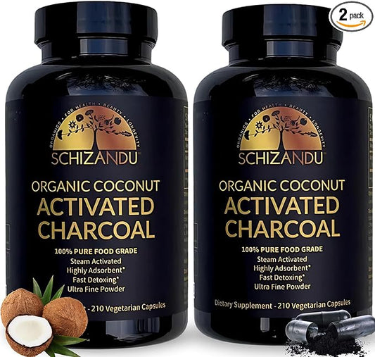 Activated Coconut Charcoal Capsules- Supports Health - Vegan, Organic, Non-GMO, No Additives - X-Large Bottle 210 Count - Pack of 2