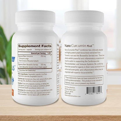 Nano Curcumin Plus 500 mg Veggie Capsules (60 Servings), Nano Curcumin with Boswellia for Superior Absorption, Supports Joint & Immune Health, Non-GMO, Vegan, Gluten-Free